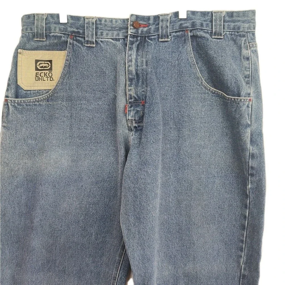 Vintage Y2K Ecko Unltd. men's jeans, 42 x 33, straight leg baggy, medium‎ blue